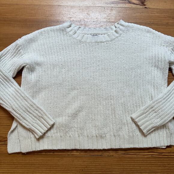 Aerie ivory loose knit oversized crew sweater SIZE M - Picture 1 of 5